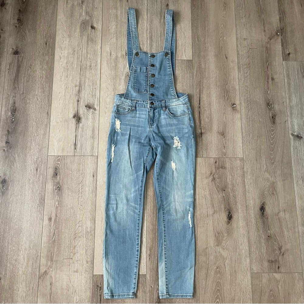 NWOT LIFE IN PROGRESS FOREVER 21 Distressed Denim Overalls Size 24
